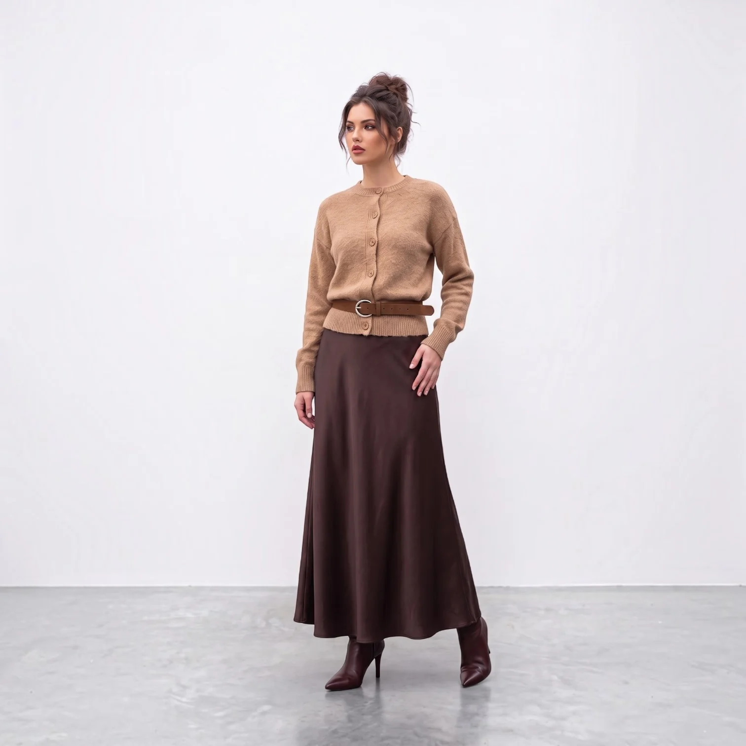 Camel knitwear vest maat 1 (36/38)